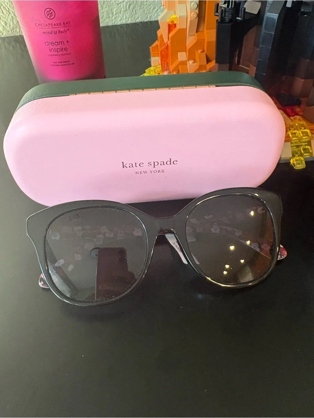 NEW kate spade Black Sunglasses with Pink Case